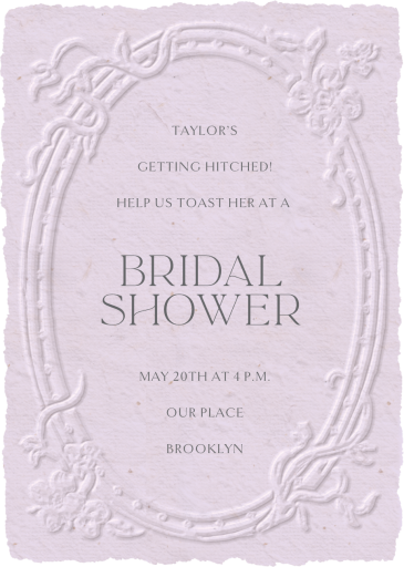 Embossed Lavender - Bridal Shower Invitation by Inquisited