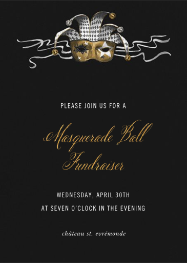 Harlequin Mask - Fundraiser Invitation by Paperless Post