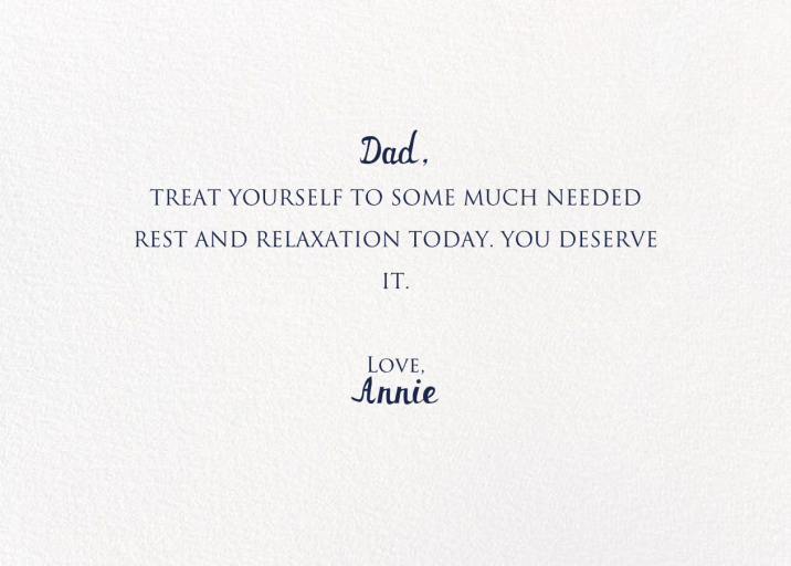 Daddy’s Cat Nap - Father's Day Card by Mr. Boddington's Studio - Back