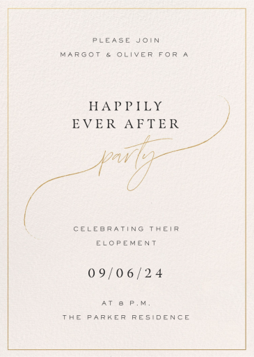 Scripted in Gold - Elopement Party Invitation by Paperless Post