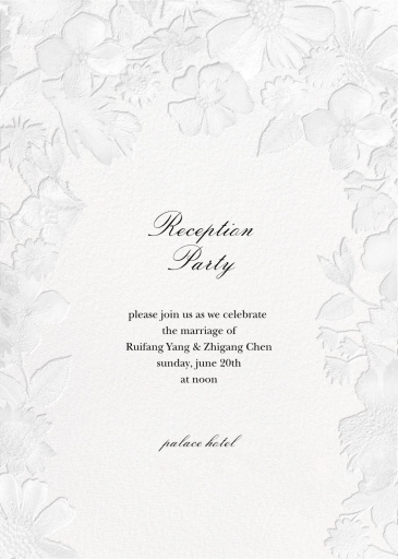 Enchanted Garden Embossed - Wedding Reception Invitation by Oscar de la Renta
