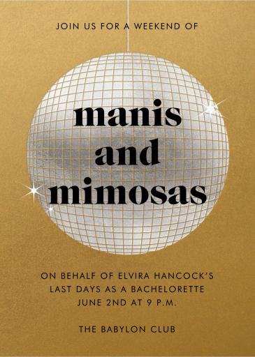 Sparkly Disco Ball - Bachelorette Party Invitation by Paperless Post