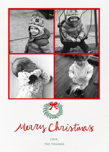 Merry Christmas Wreath Tall - Christmas Card by Linda and Harriett