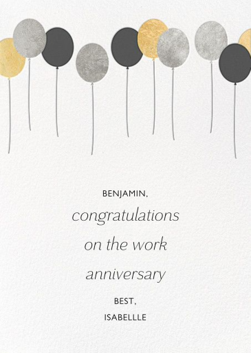 Balloons (New) - Work Anniversary Card by Paperless Post