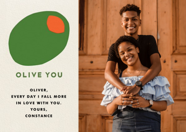 Olive You (Photo) - Valentine's Day Card by The Indigo Bunting
