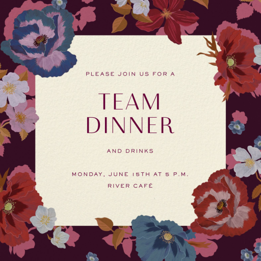 Deep Floral Border - Business Dinner Invitation by Liberty