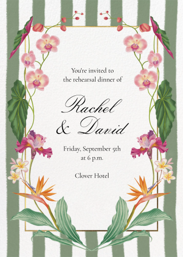 Tropical Flower Striped Invitation
