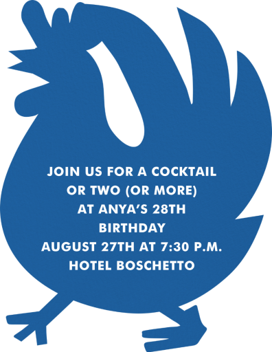 Cocktail Rooster - Invitation by Cheree Berry Paper & Design - Back