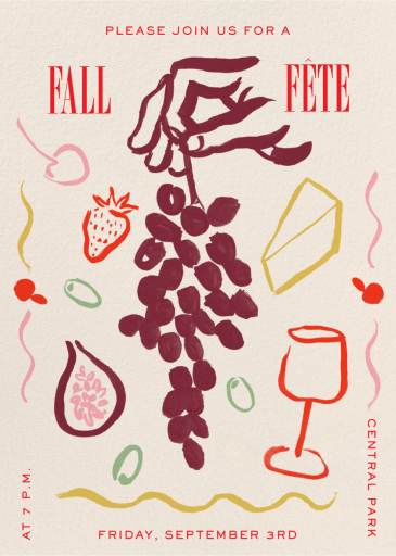 Wine Pairings - Fall Party Invitation by Phthalo Ruth