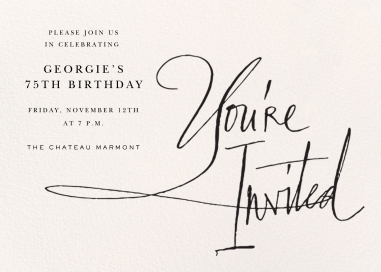 Written in Ink - 75th Birthday Invitation by Stephanie Fishwick