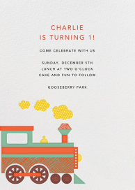 Little Train Engine - First Birthday Invitation by Petit Collage