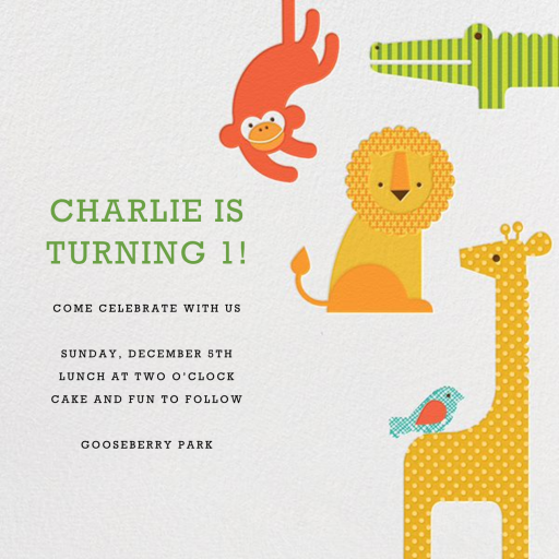 Modern Animals - First Birthday Invitation by Petit Collage