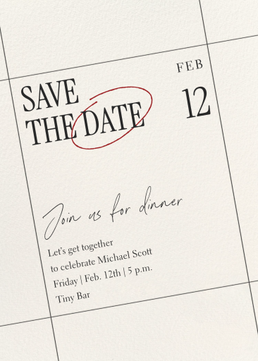 Calendario marcado - «Reserva la fecha» de Paperless Post