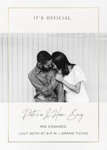 Thin Gold Border Photo - Engagement Party Invitation by Paperless Post