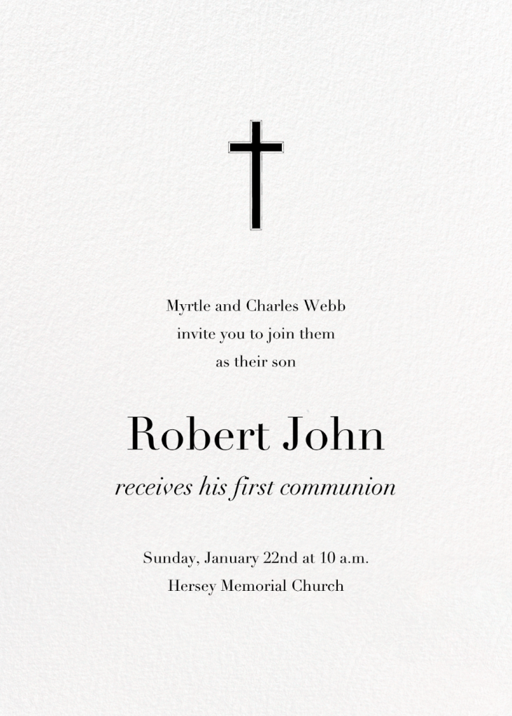 Blanc (Tall) - First Communion Invitation - Paperless Post