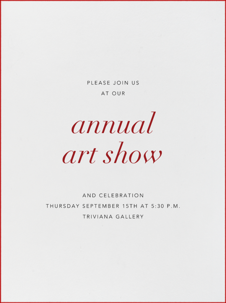 Ivory Stained Edge Art Exhibition Invitation Send online instantly