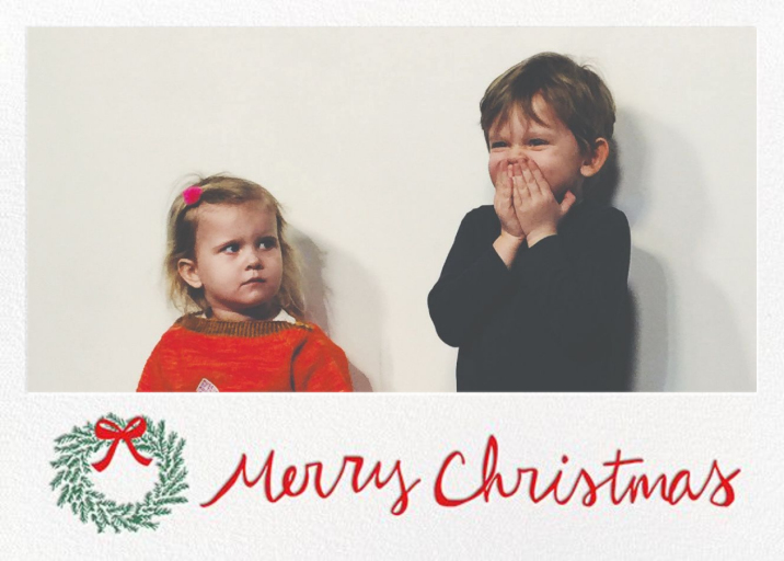 Merry Christmas Wreath Tall - Holiday Card by Linda and Harriett