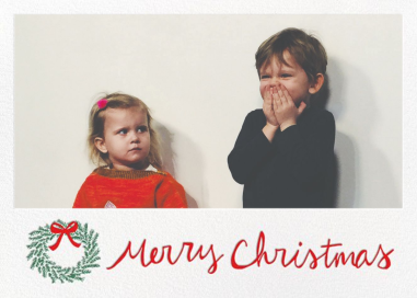 Merry Christmas Wreath Tall - Christmas Card by Linda and Harriett