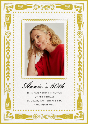 Photo Gold 60th Birthday Invitation