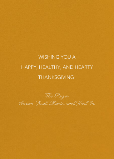 Golden Garden (Marsha Robinson) - Thanksgiving Card by Red Cap Cards - Back