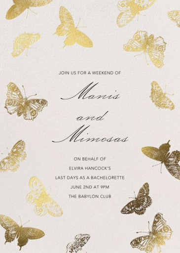 Burnell Butterfly - Bachelorette Party Invitation by Schumacher