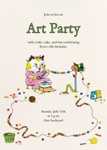 Craft and Yap - Birthday Invitation by Richard Scarry