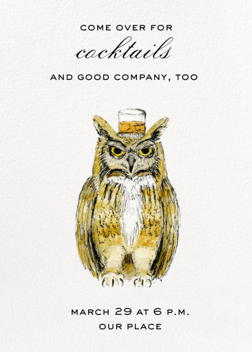 Owl With Cocktail Invitation