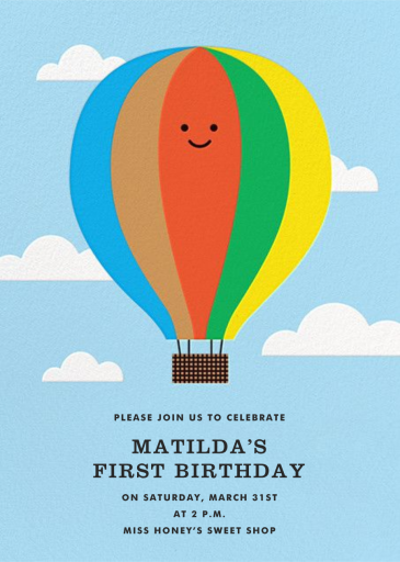 Gone Ballooning - First Birthday Invitation by The Indigo Bunting