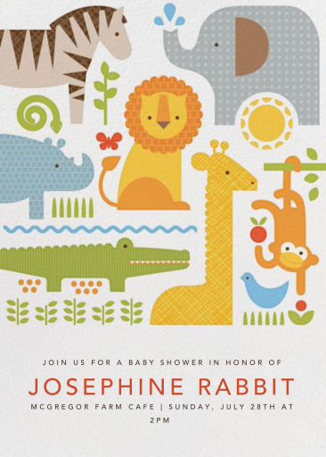 Safari Parade Invitation - Baby Shower Invitation by Petit Collage