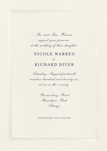 Bobbin Frame - Wedding Invitation by Crane & Co.