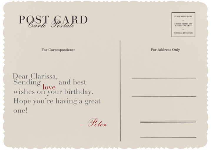 Vintage Post Card - Birthday Card by Paperless Post - Back