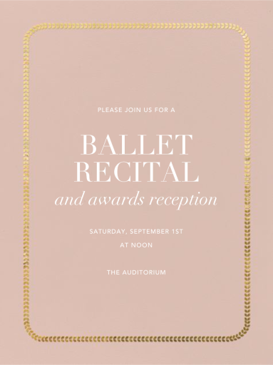 Leaf Inner Bevel Border - Recital Invitation by Paperless Post