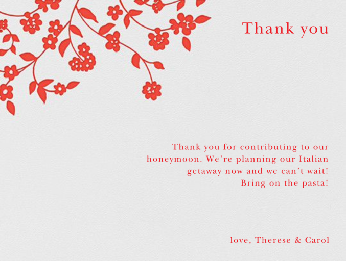 Floral Trellis I (Stationery) - Thank You Card by Oscar de la Renta