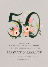 Botanic Numerals - 50th Anniversary Invitation by Rifle Paper Co.
