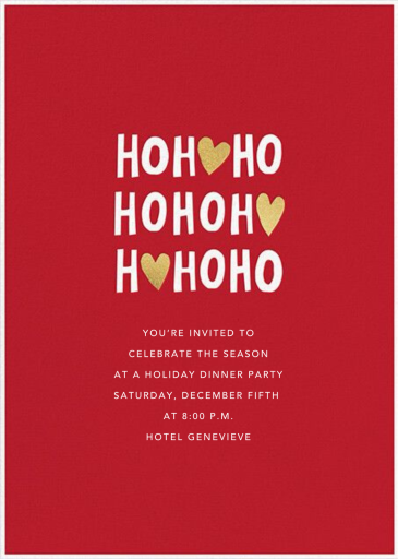 Ho Ho Hearts - Holiday Cocktail Party Invitation by Sugar Paper