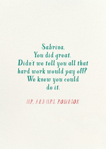 Grad Walk - New Year's Card by Mr. Boddington's Studio - Back