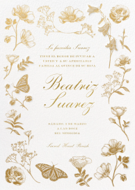 Flowers and Butterflies - Quinceañera Invitation by Sketch Design Studio