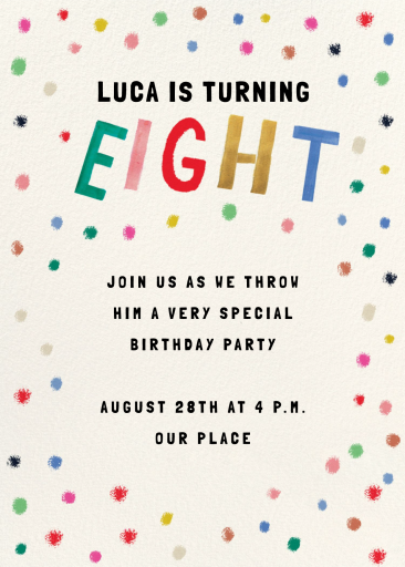 Confetti Dots - Birthday Invitation by Mr. Boddington's Studio