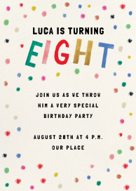 Confetti Dots - Birthday Invitation by Mr. Boddington's Studio