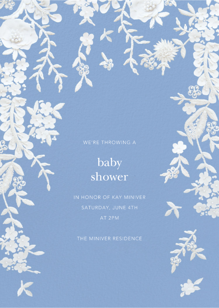 Fleurs d'Alencon (Invitation) - Antwerp - Baby Shower Invitation - Oscar de la Renta