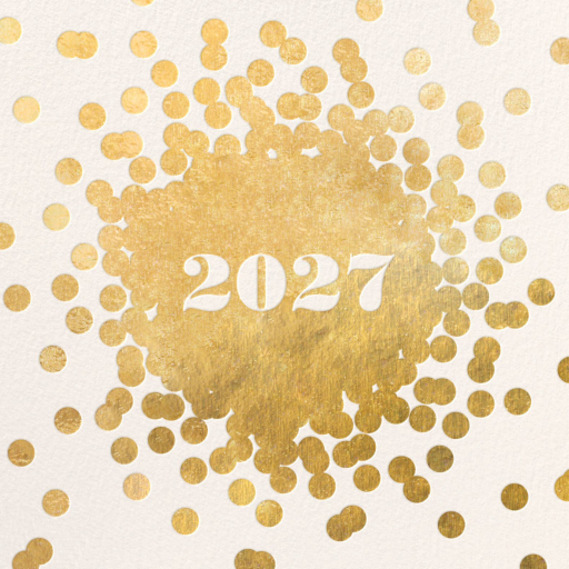 Gold Confetti Burst with Year Invitation