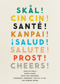 Cheers Language - Happy Hour Invitation by The Indigo Bunting