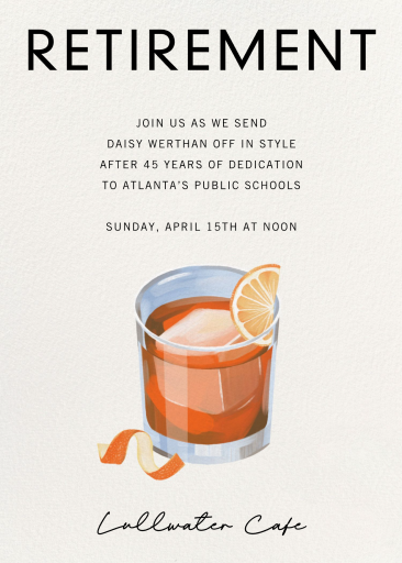 Cocktails and Company - Retirement and Farewell Party Invitation by Paperless Post
