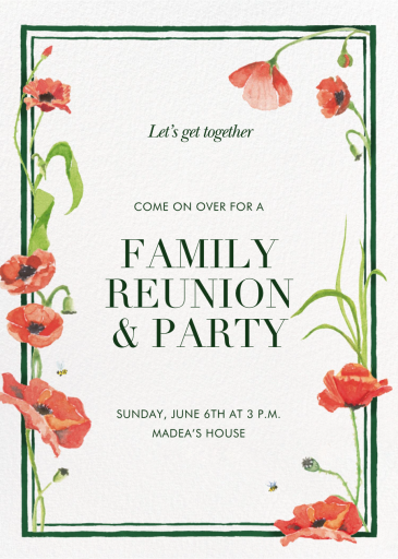 Scarlet Poppies - Family Reunion Invitation by Clementina Sketchbook