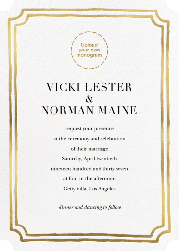 Double Border Indented Corners - Wedding Invitation by Sugar Paper
