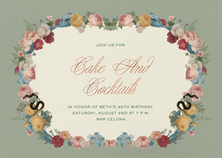 Garden Snake and Roses - Invitation by Open Sea Design Co.