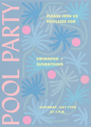Palm Mural - Pool Party Invitation by Gold Rush Paper
