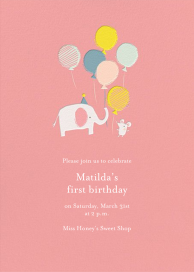 Elephant Balloons - First Birthday Invitation by Little Cube