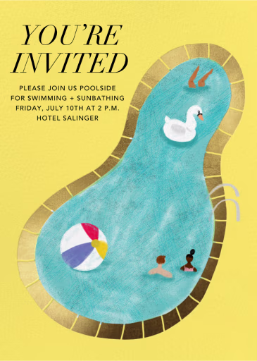 Swan Dive - Pool Party Invitation by Carolyn Suzuki Studio