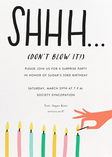 Don't Blow It - Surprise Party Invitation by Hello!Lucky
